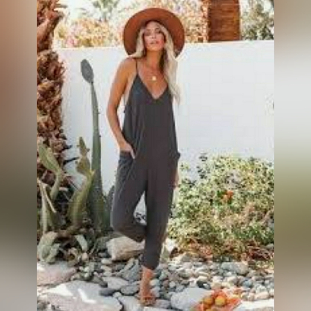VICI COLLECTION ANDY COTTON BLEND POCKETED JUMPSUIT